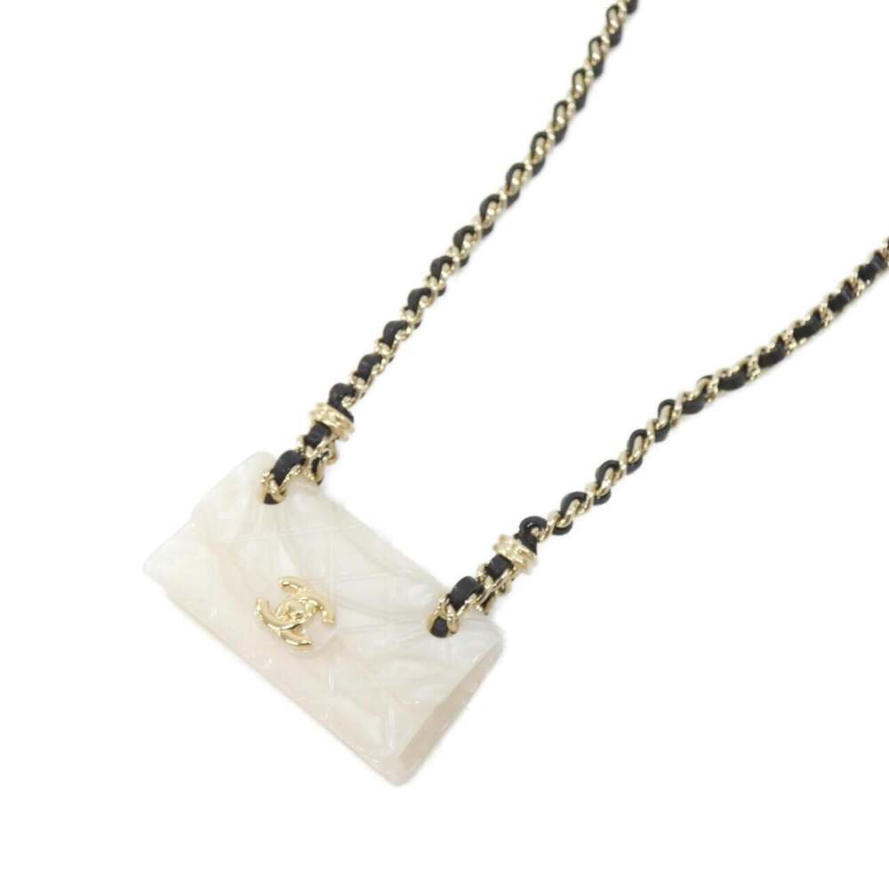 Chanel Pendant Necklace Leather Black #327652C16B